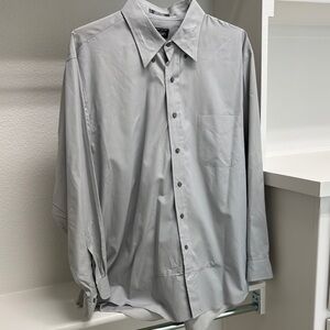 Lord &‎ Taylor 100% Cotton Sanded Poplin Gray Men’s 18-34/35 Long Sleeve Shirt